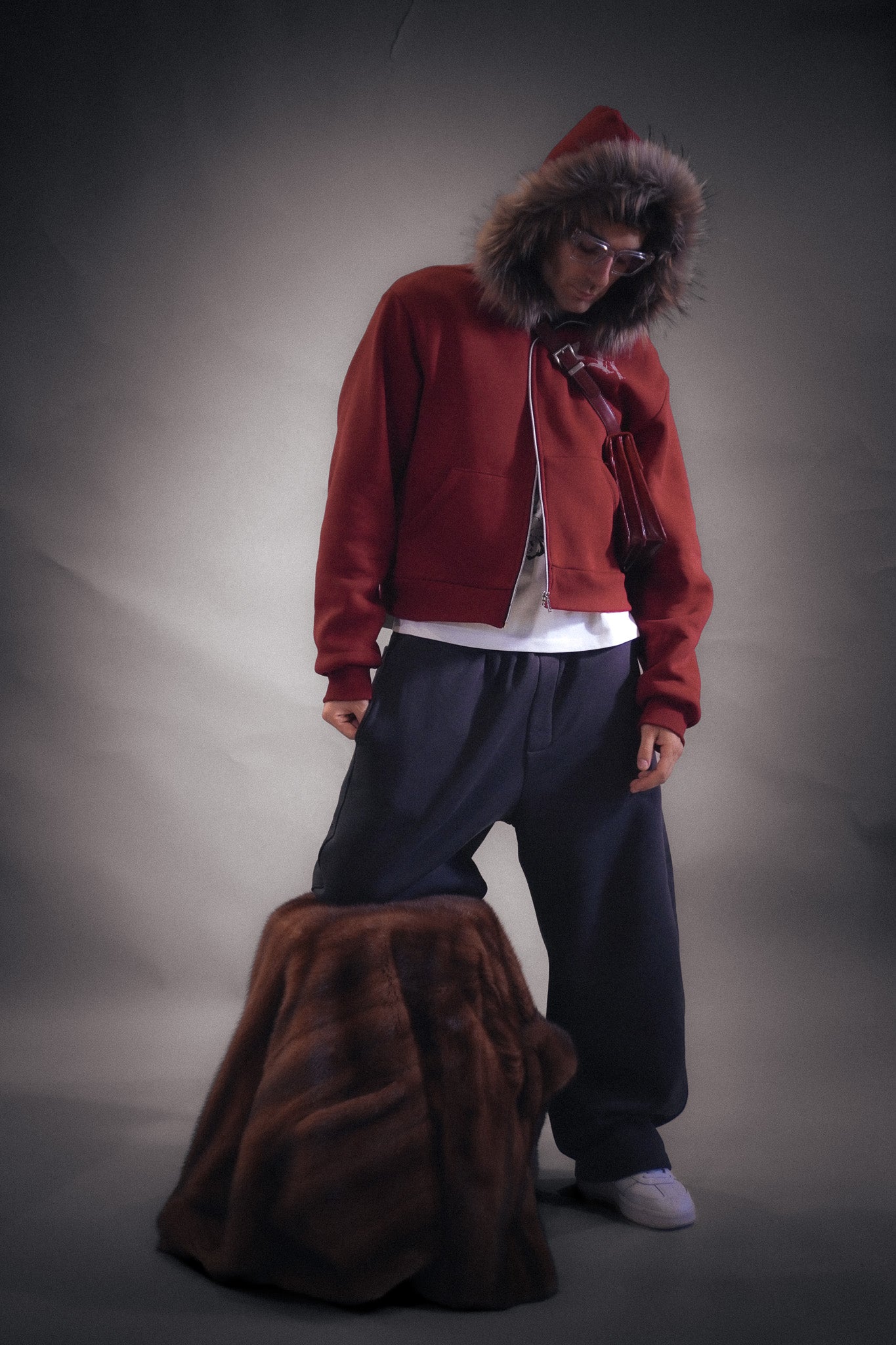 POLAR ZIP HOODIE BORDEAUX (Cropped)