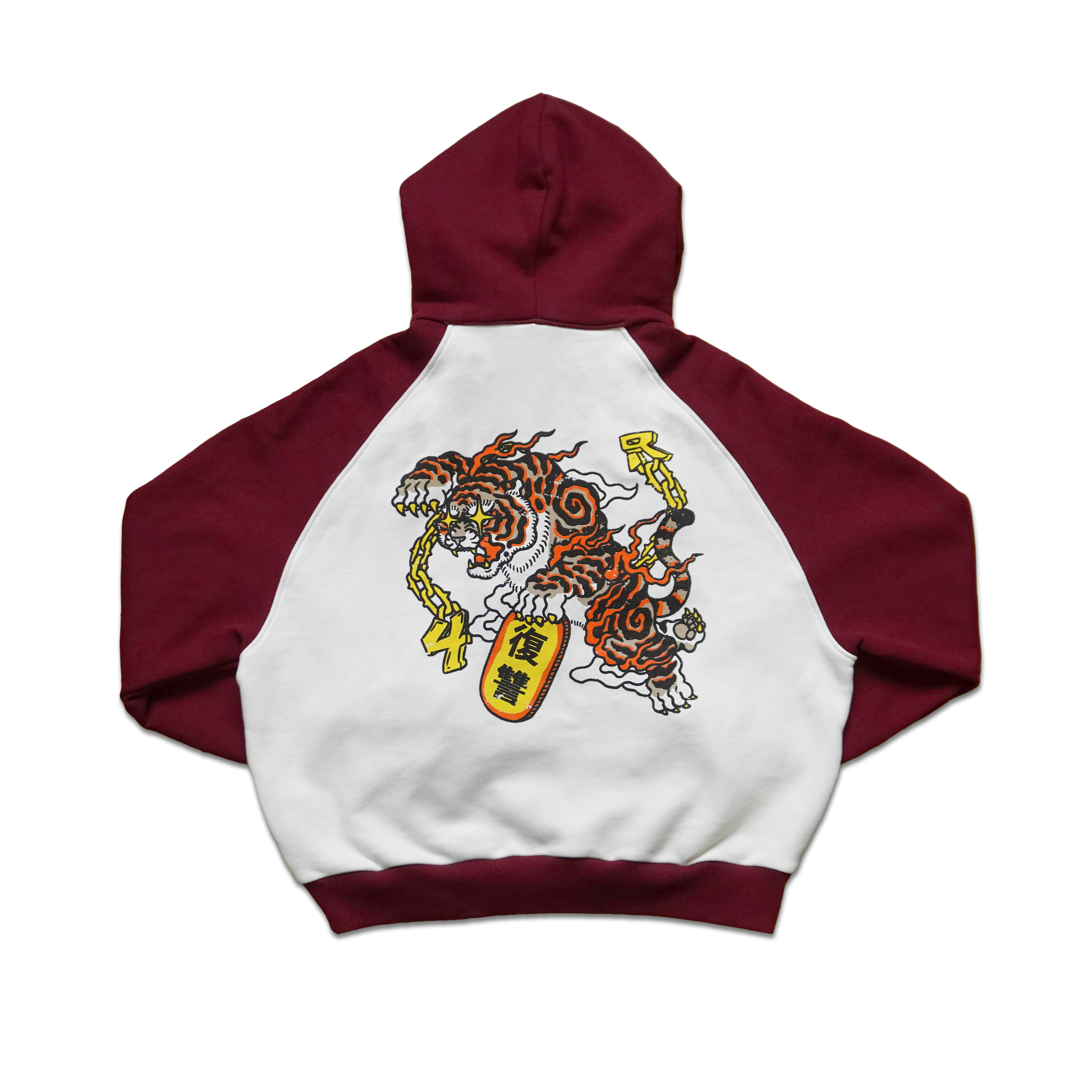 YAKUZA ZIP HOODIE Bordeaux/White