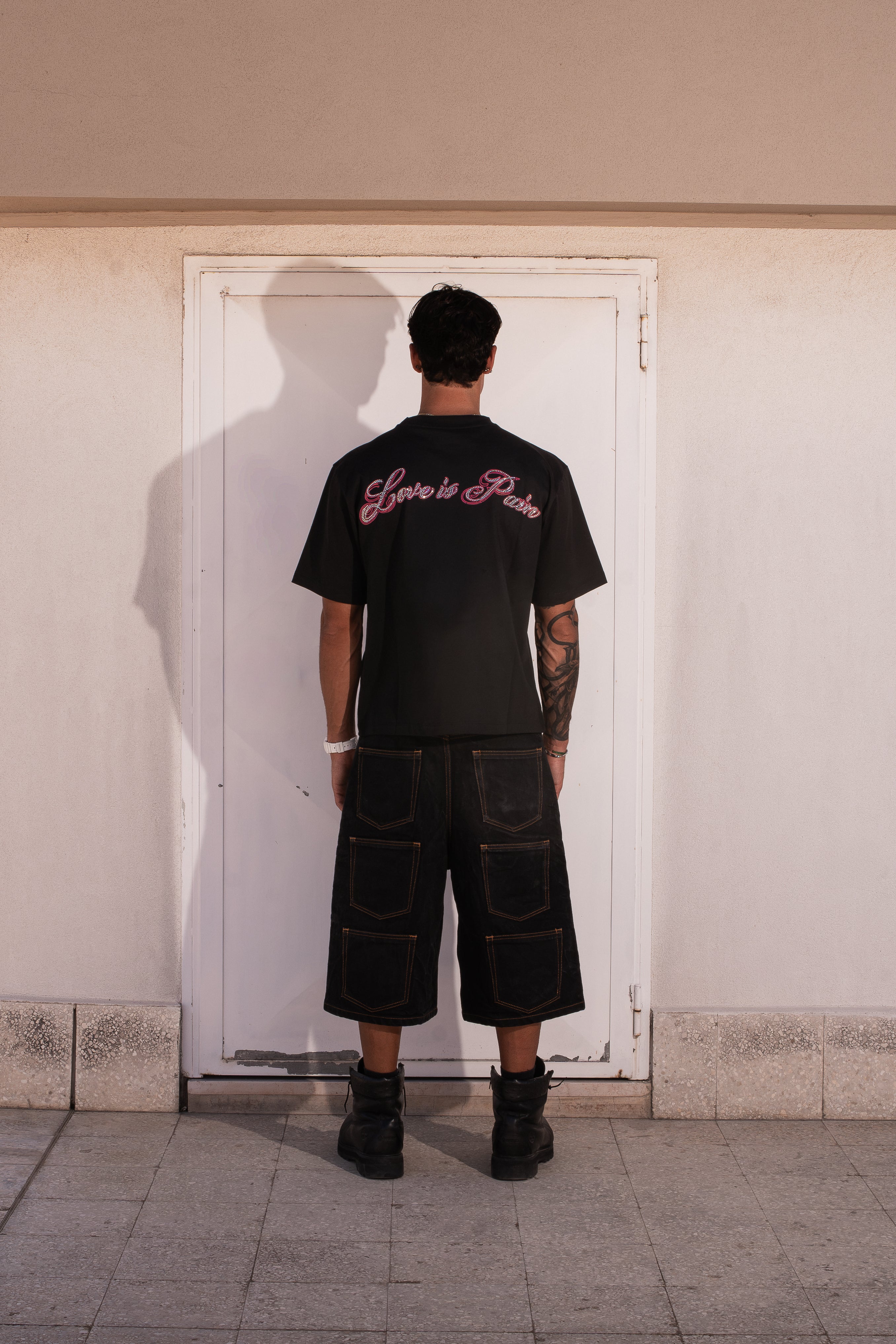 LOVE IS PAIN TEE Rhinestone Digital Print